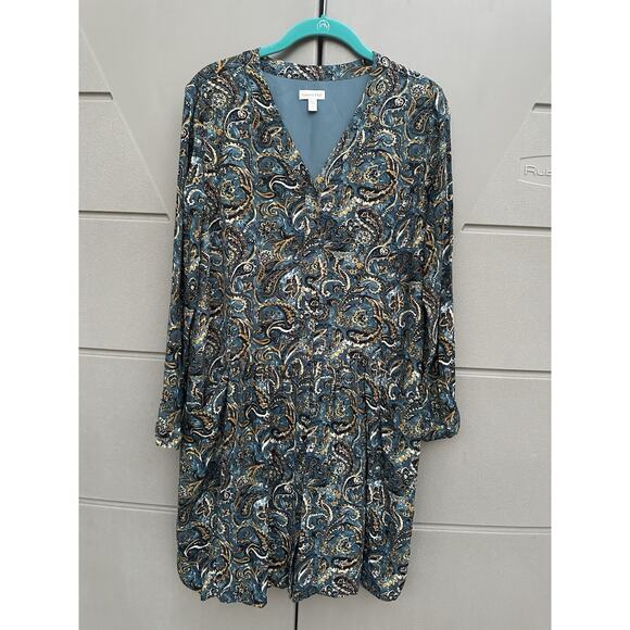 Garnet Hill paisley swirl Print drop waist silky viscose dress Sz 6 Boho Artsy - Picture 6 of 12